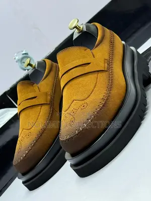 Suede Leather Loafers With Platform Soles