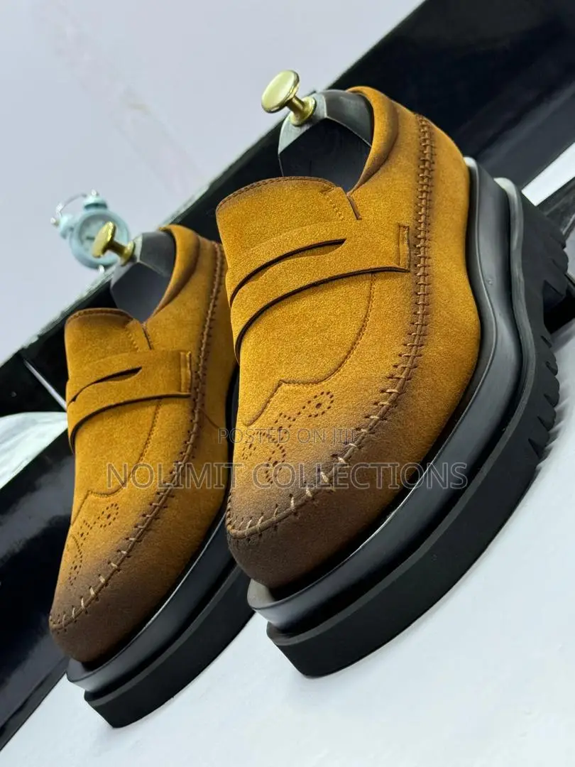 Suede Leather Loafers With Platform Soles