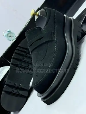 Suede Leather Loafers With Platform Soles