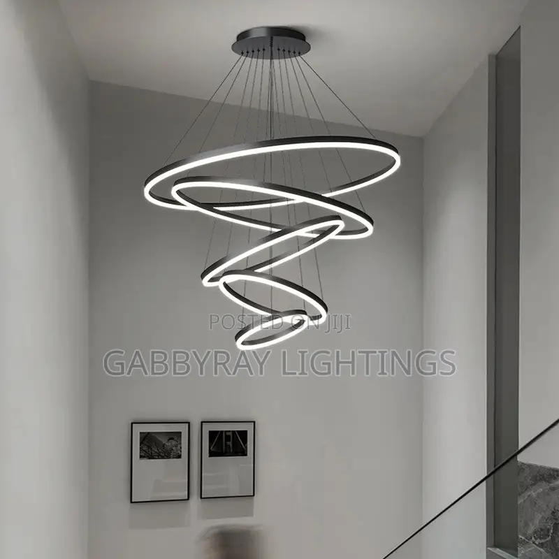 Black 5 Steps Led Chandelier
