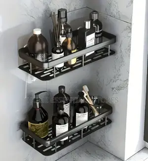 Black Aluminum Bathroom Organizer - 2 Pieces Bathroom Rack