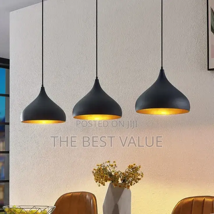 Black Funnel Dropping Pendant Light
