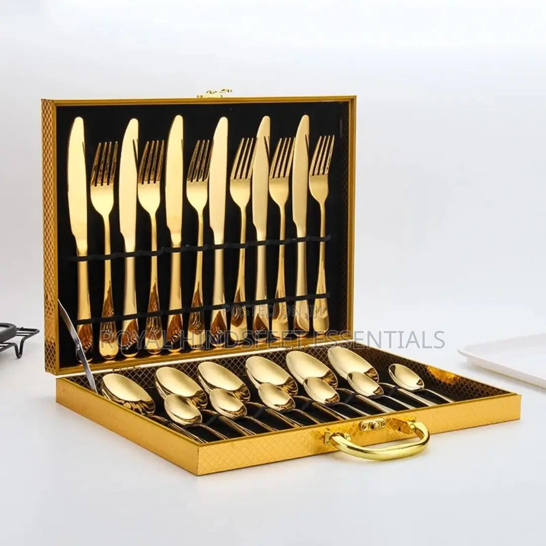 24pcs Gold Box Cutlery Set 