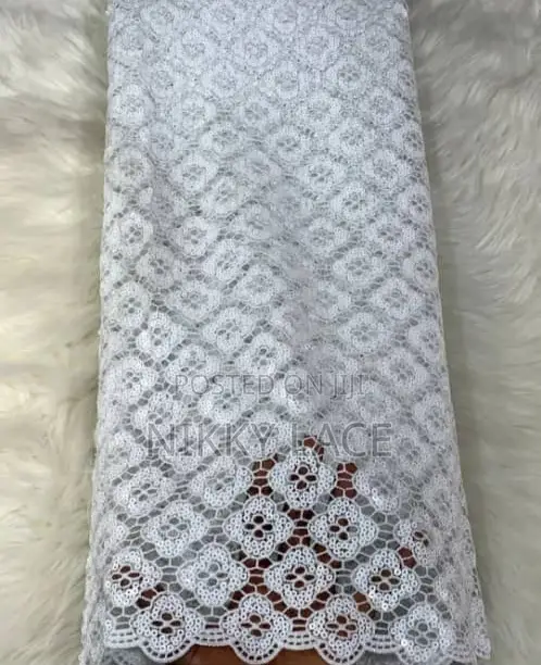 White Sequins Guipure Lace