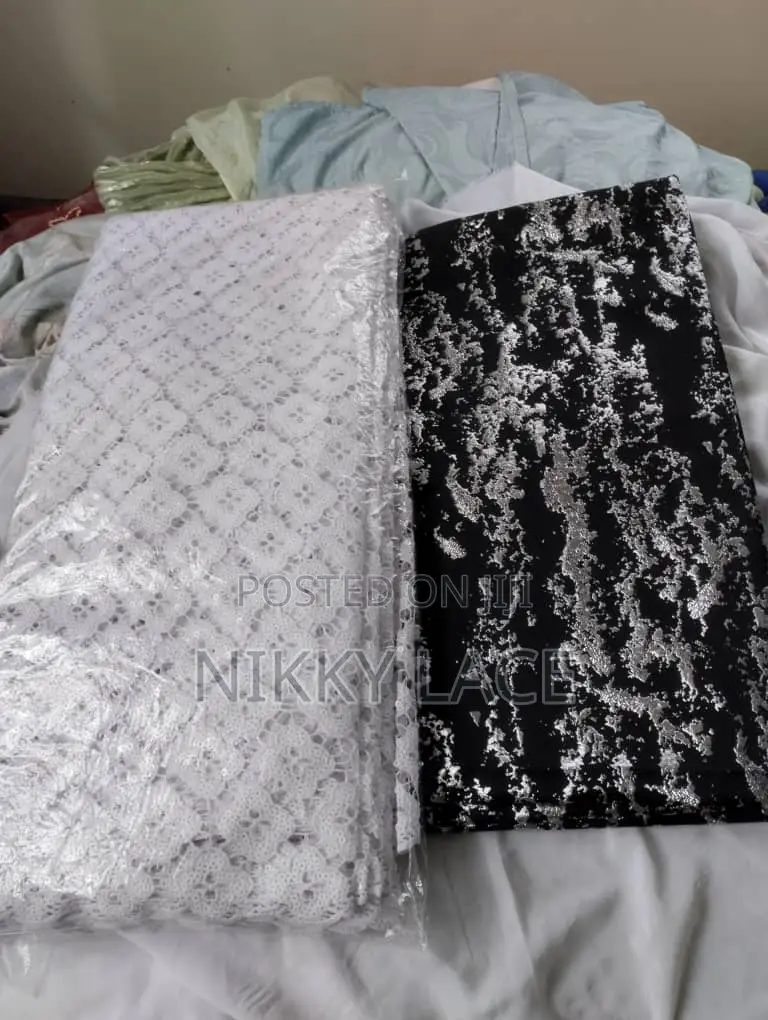 White Sequins Guipure Lace