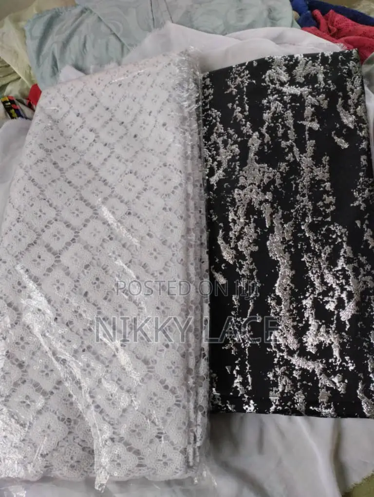 White Sequins Guipure Lace