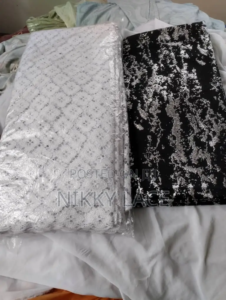 White Sequins Guipure Lace