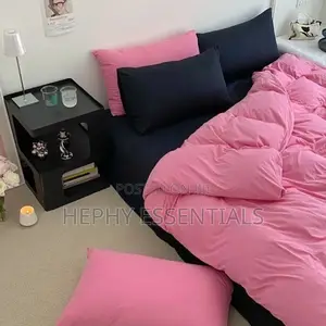 Navy Blue and Pink Combination 6x6 Bedding Set