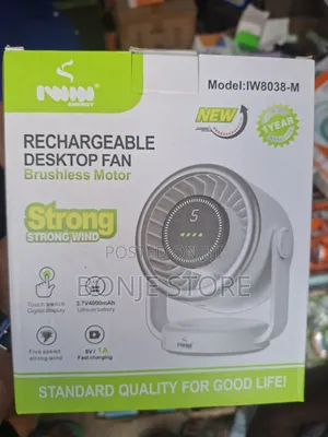 Iwin Rechargeable Desktop Fan. Model: Iw8038-M