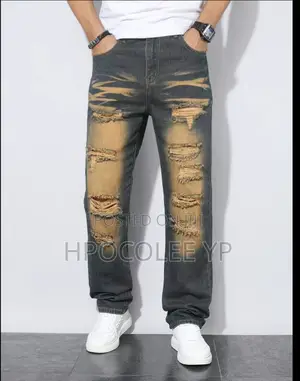 New, Expensive Men's Jeans Made of Thick, High-Quality Fabric