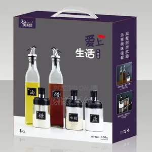 ( 5in 1) 2 Oil Bottle And 3 Spice Jar Set