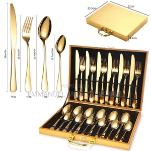 24pcs Gold Box Cultery Set