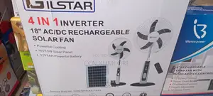 Gilstar 18-Inch Rechargeable Standing Fan, Solar Panels, and Bulbs