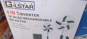 Gilstar 18-Inch Rechargeable Standing Fan, Solar Panels, and Bulbs