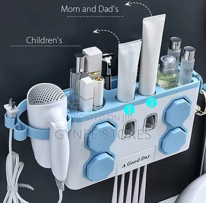 Multi-Functional Toothbrush Holder/Dispenser With 4 Cups