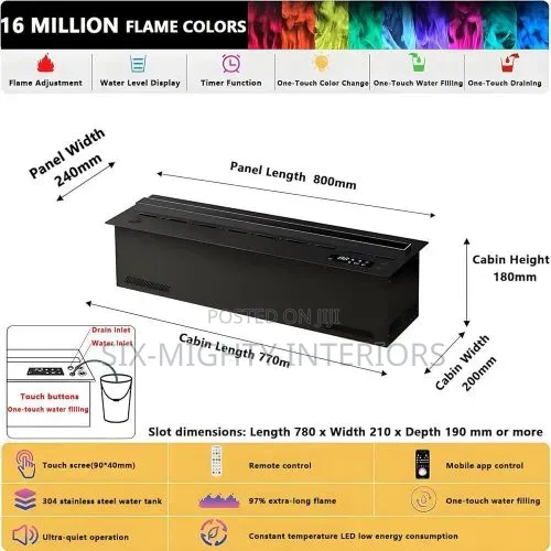 Modern Electric 3d Water Vapor Fireplace- 1mtr