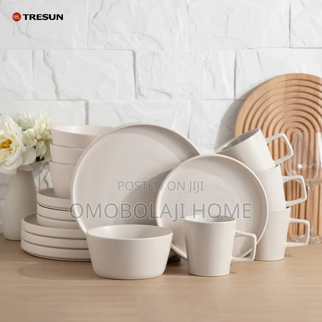 16 Pieces White Ceramic Plates Set