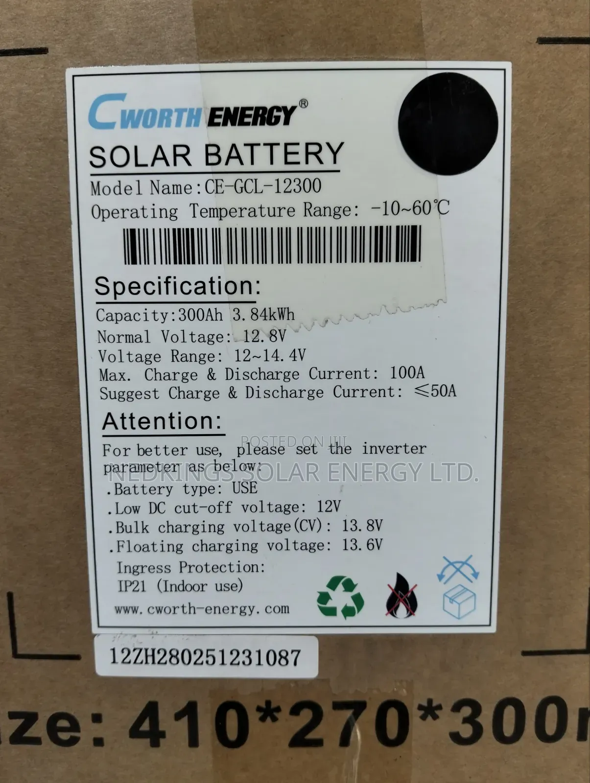 300ah 3.84kwh 12v Cworth
