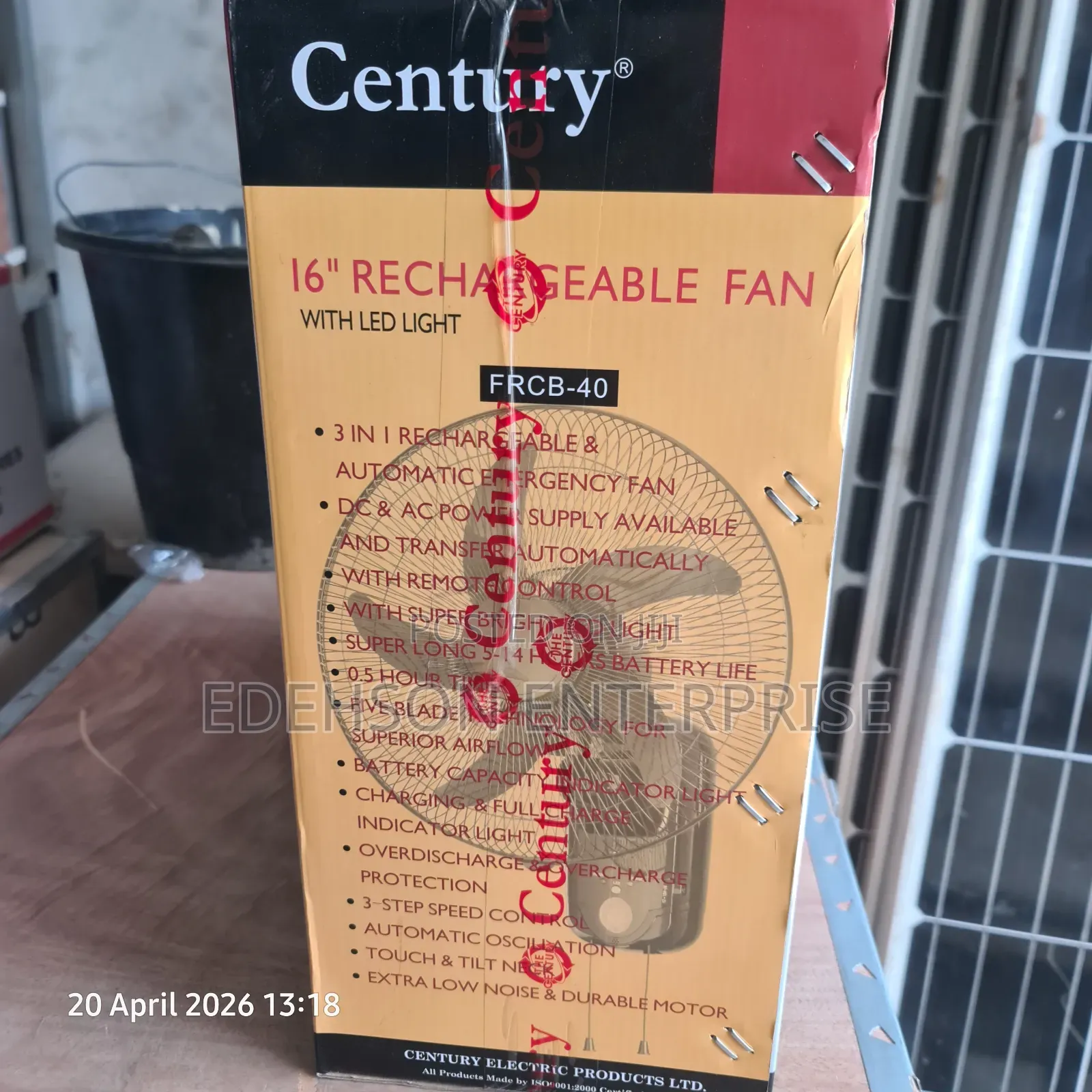 Century Rechargeable Wall Fan 16