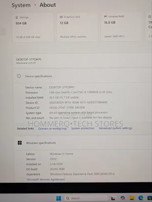 Laptop Alienware M16 R1 16GB Intel Core i9 SSD 1T