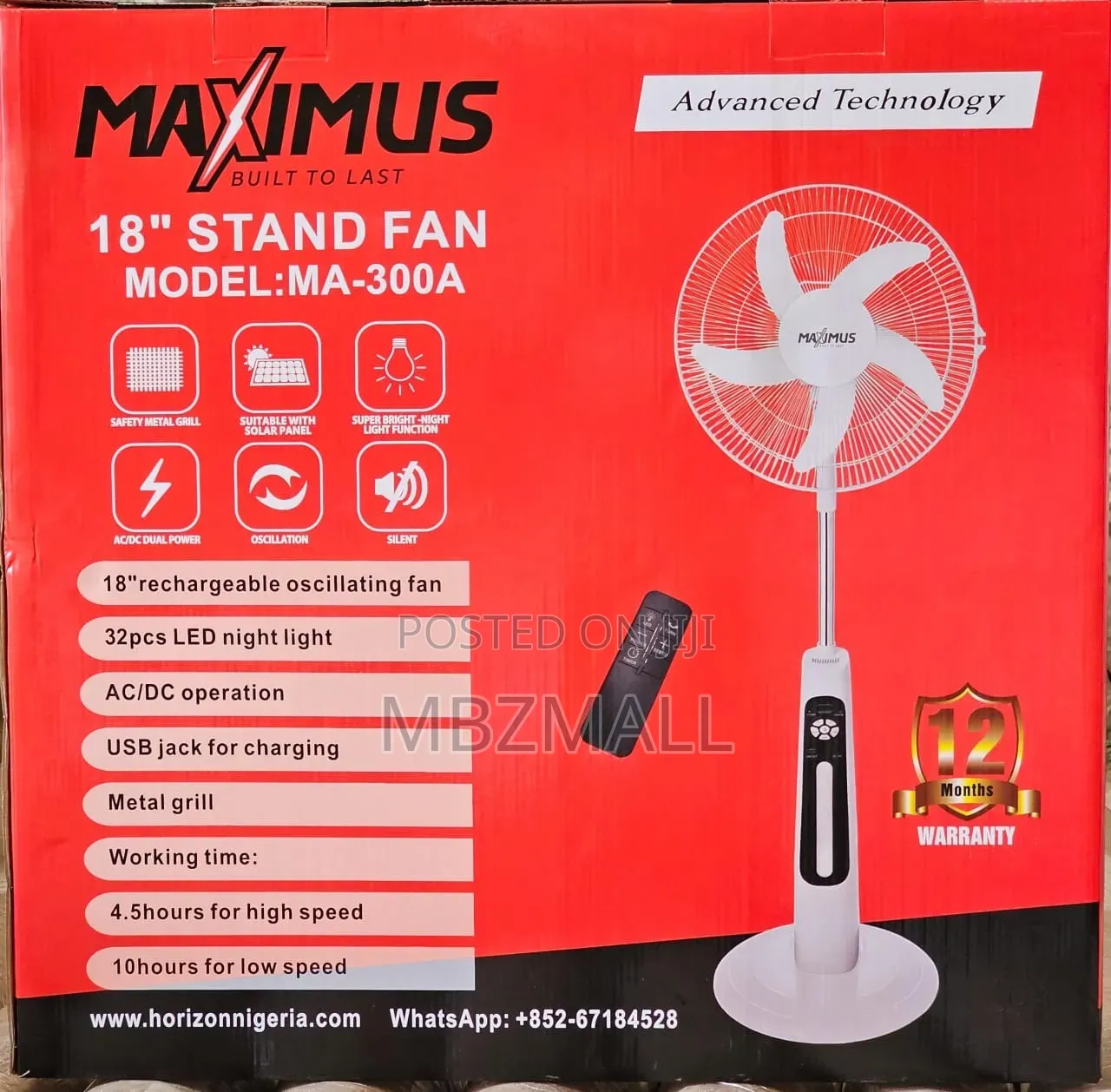 18inch Rechargeable Fan