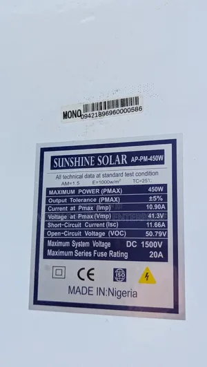 Sunshine 450w Monocrystalline Solar Panel