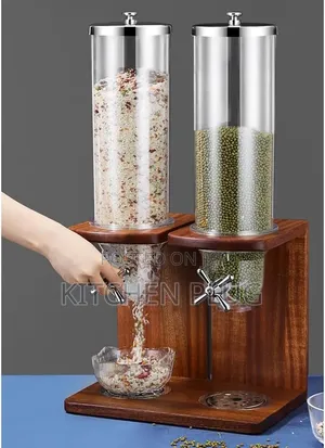 3.5 Litre X 2 Hotel Cereal Dispenser With Wooden Stand