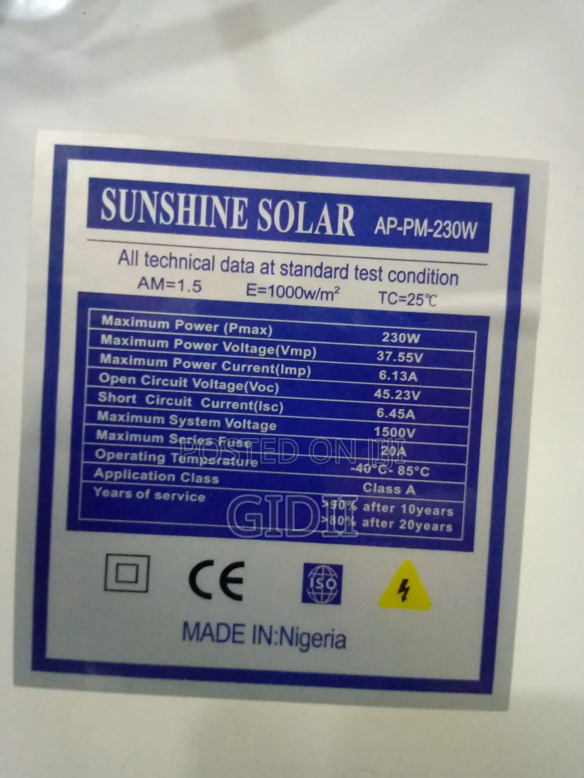 230w Mono Panel