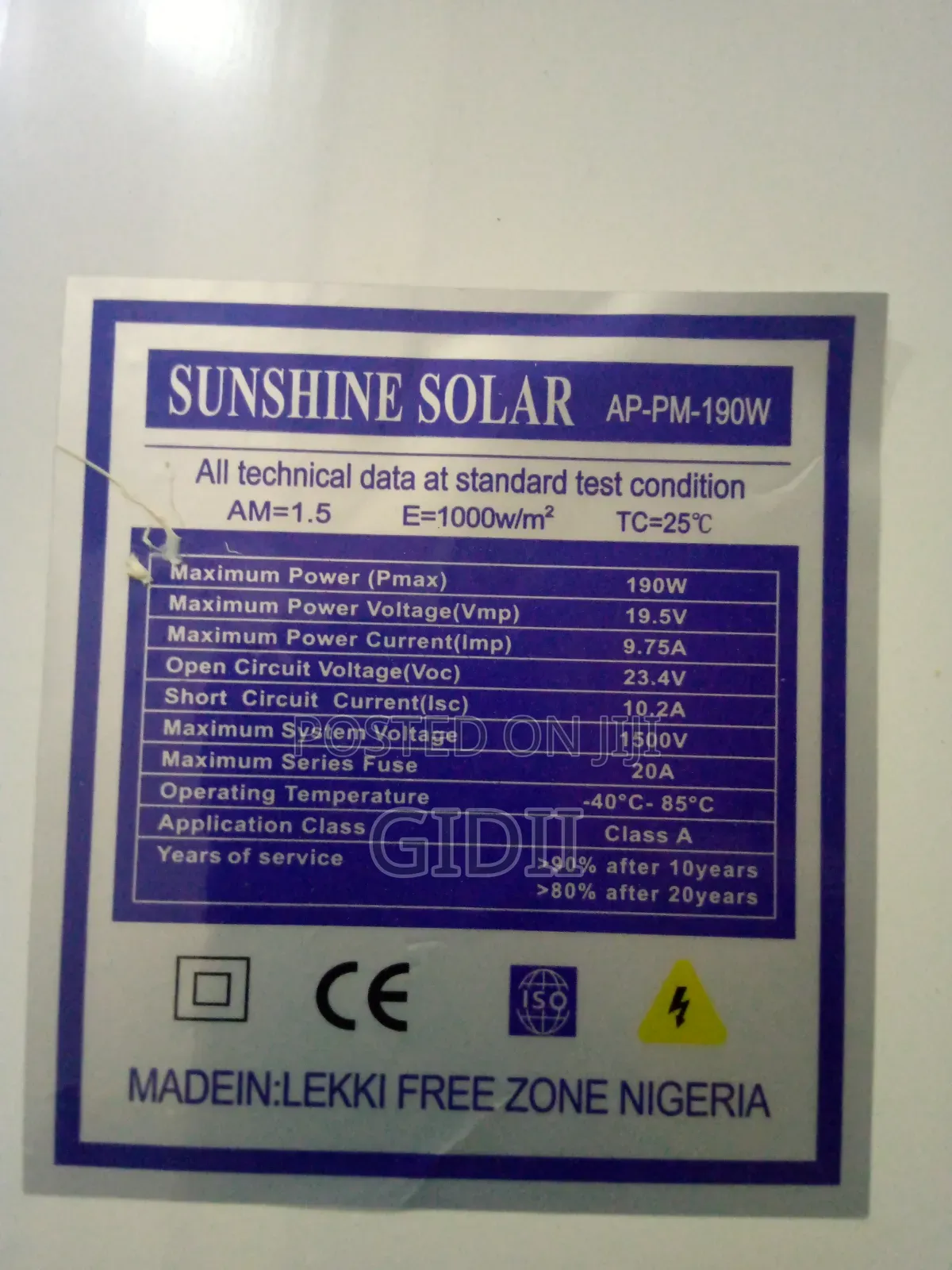 190w Mono Panel