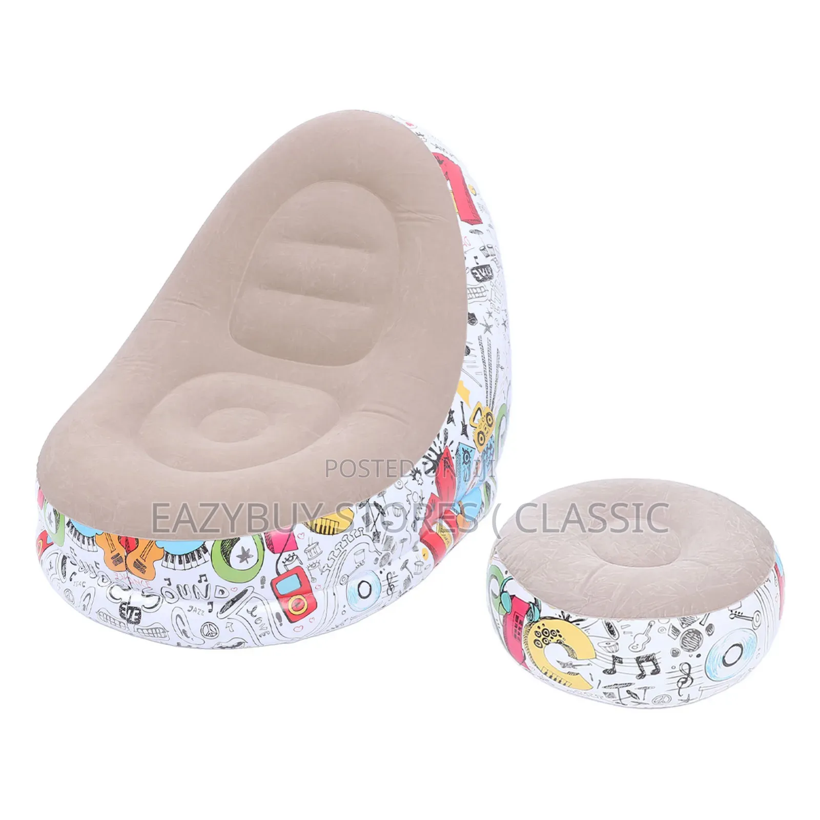 2 In1 Inflatable Sofa Chair With Flower Design