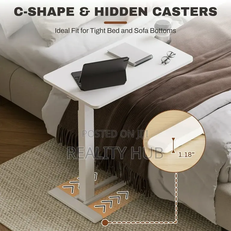 Height Adjustable Medical Bed Table With Hidden Casters, Roling Laptop