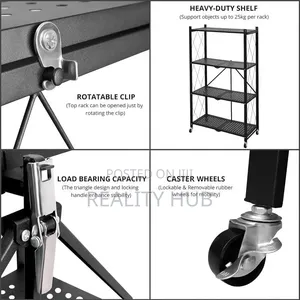Foldable Kitchen Storage Rack Space Saving Metal Stand With Wheel Iron