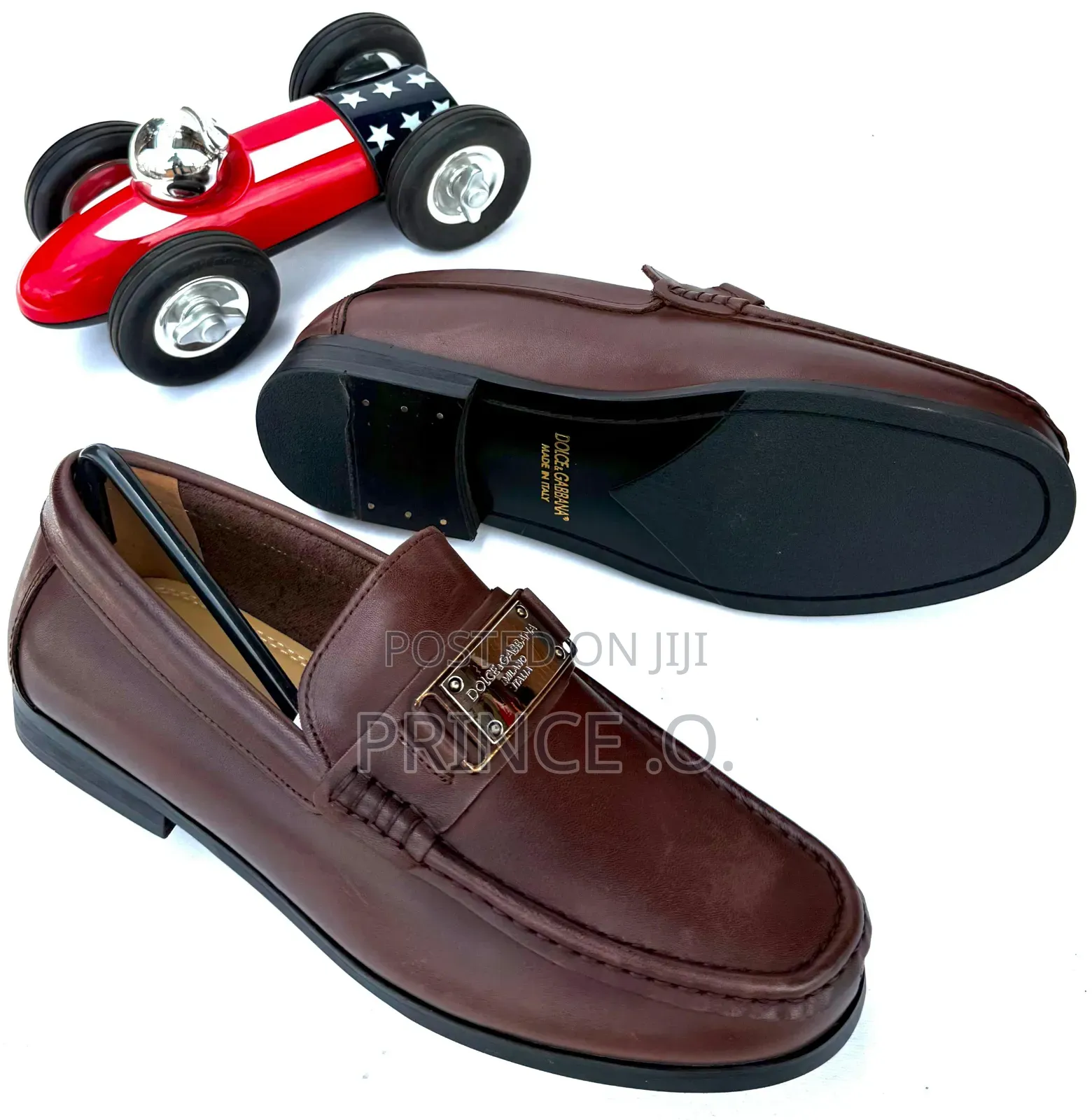 Black and Brown Lv Leather Loafers