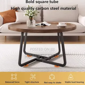 Round Industrial Coffee Table - (Color : Walnut, Size : 1set 80+60