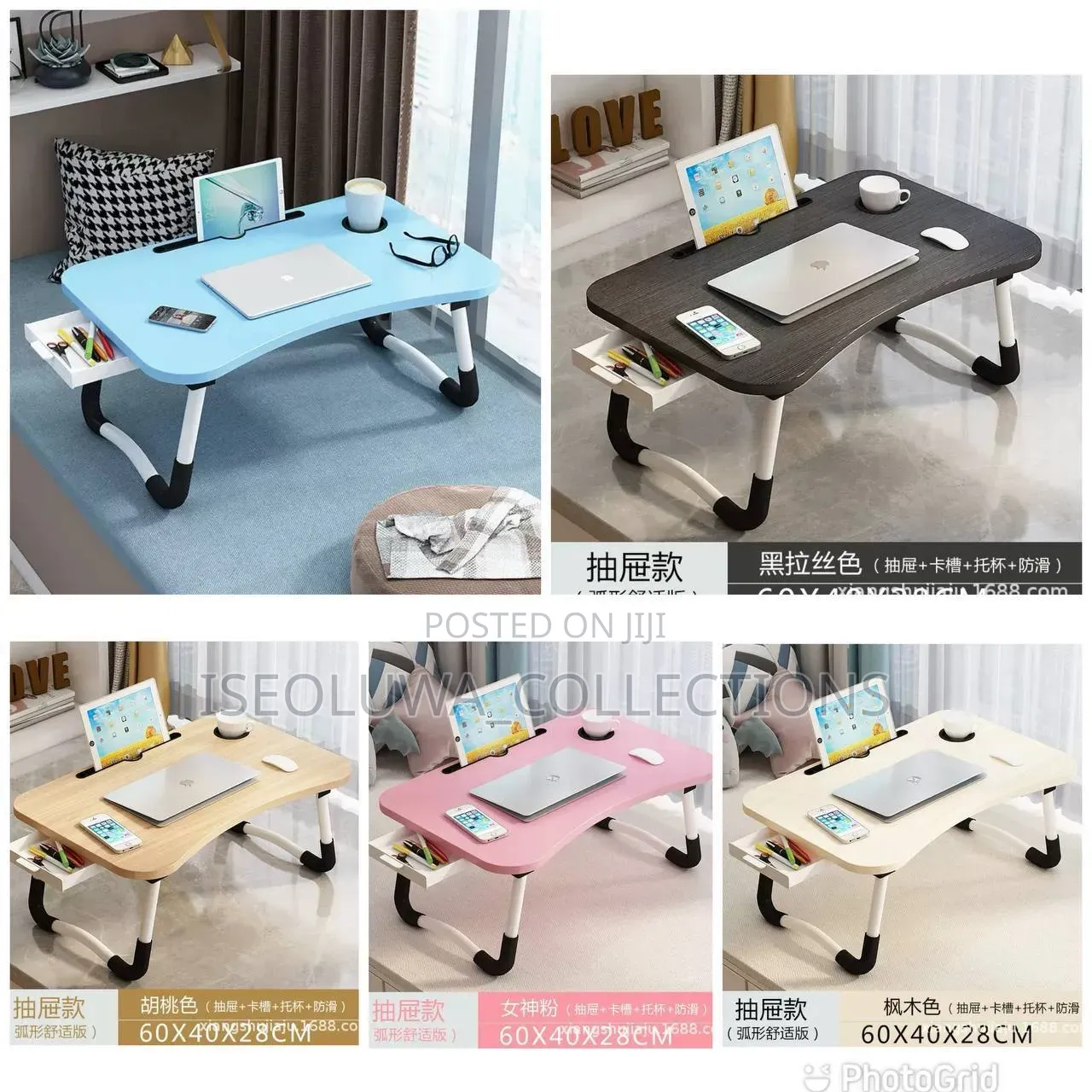 Multi-Functional Foldable Laptop Table With Drawer Cup Holder.