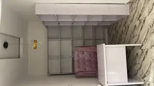 Modern White Office/Studio Set - Desk, Shelving Unit Tufted Chai