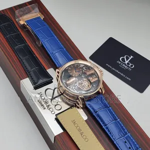 Jacob And Co Genuine Leather Men's Luxury Wristwatch (With Extra Strap