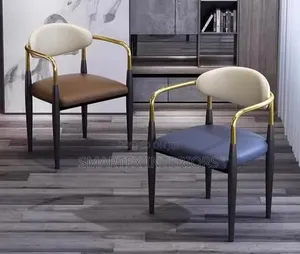 Imported Quality Gold Arm Leather Dining Chair
