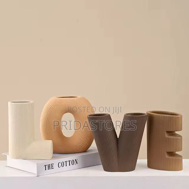 Nordic Creative Art Love Letter Stripe Ceramic Vase
