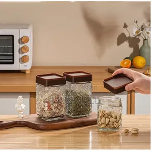 4pc Set Glass Jar Food Sealed Jar Household Kitchen Snacks