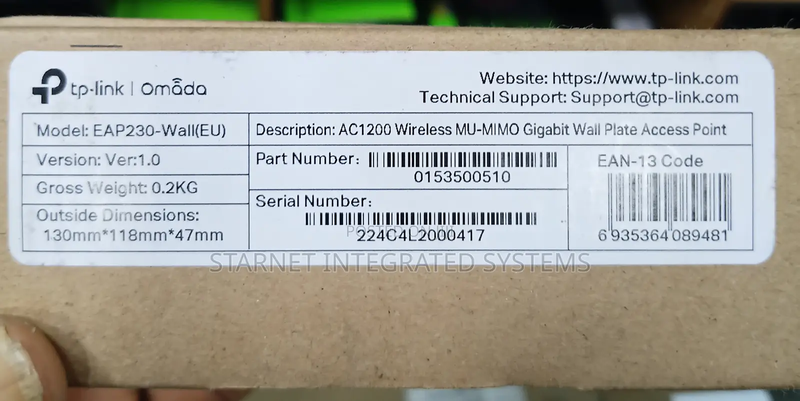 Tp-Link Omada Ac1200 Wireless Mu-Mimo Gigabit Wall Plate Access Point