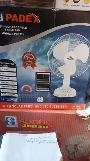 Padex Rechargeable Solar Table Fan