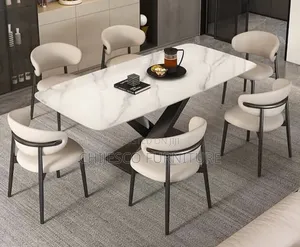 High Quality Set of Marble Dinning Table With 6 Chairs