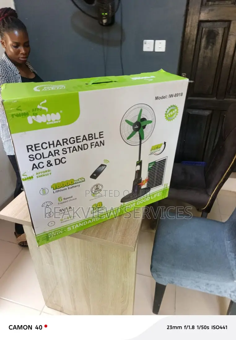 Iwin 18” Standing Fan With Solar Ac/Dc Input