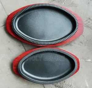 Cast Iron Pot Uncoated Pan Oval Frying Pan Fish Plate Double Ear