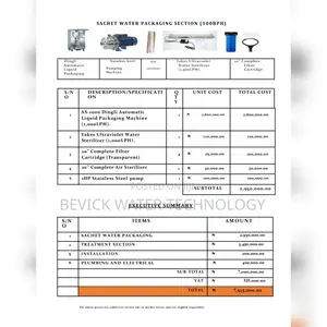 Brand New Complete Sachet Water (Pure Water) Factory Setup