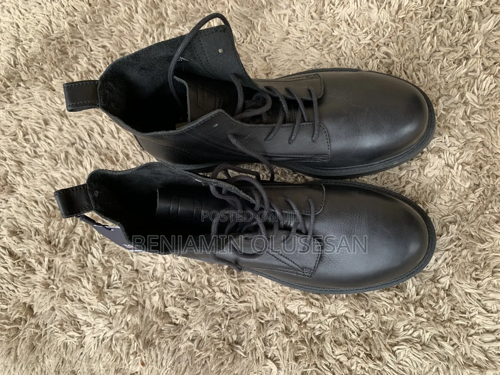 Tommy Jeans Logo-Patch Lace-Up Leather Boots