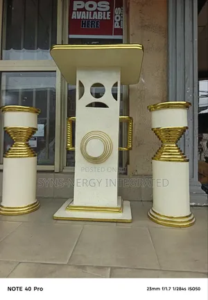 Premium Church Pulpit and 2 Flowers Vase