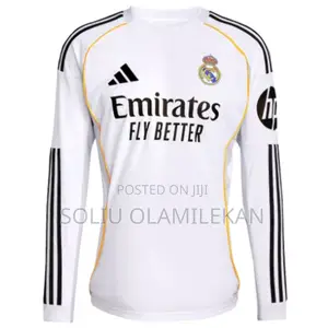Adidas Real Madrid Long Sleeve 2025/2026 Home Jersey