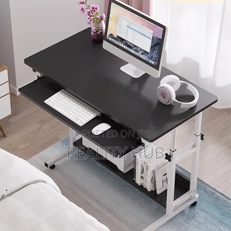 Rollable, Height Adjustable, Sturdy Home Office Table for Small Spaces